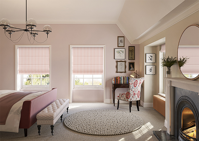 Lace Stripes, Coral - Roman Blind - Image 8